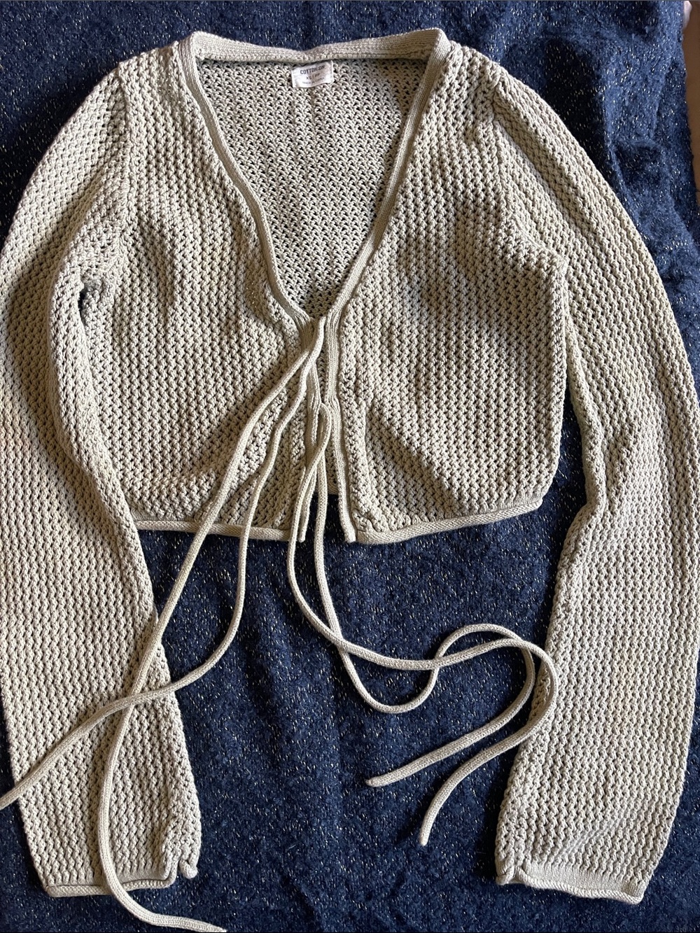 Cotton On Light Beige Open-Knit Sweater